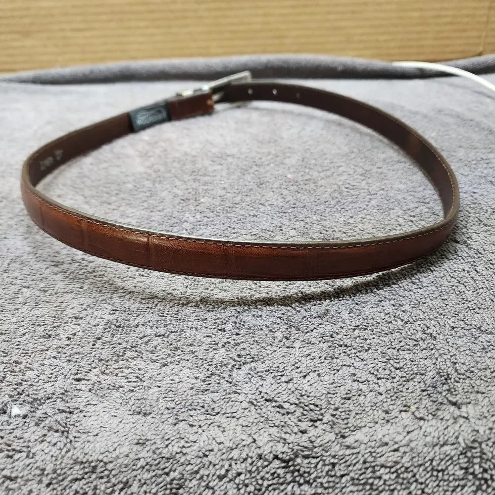Brighton leather belt brown with Silver buckle EUC 4B4OZ Large-34 b50